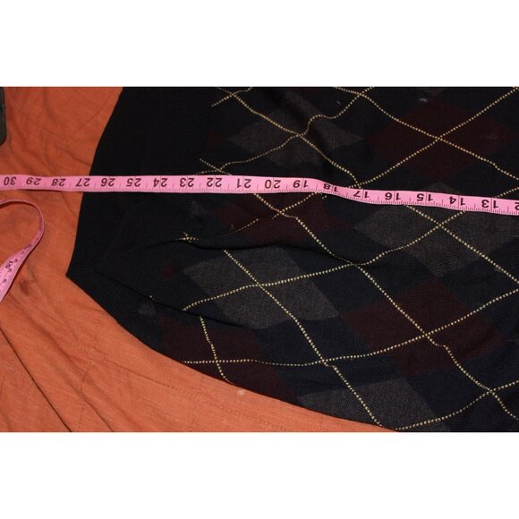 Brooks Brothers Mens Argyle Sweater Vest Black/Burgundy Wool Size L - Picture 6 of 6